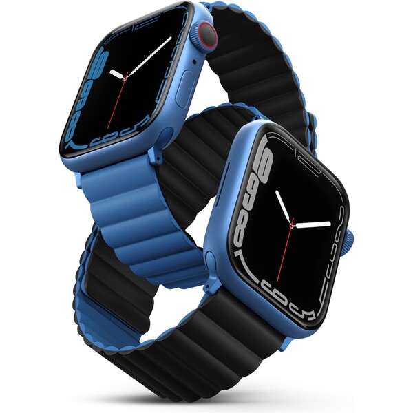 UNIQ Revix oboustranný řemínek pro Apple Watch 49/46/45/44/42mm Caspian (modrý/černý)
