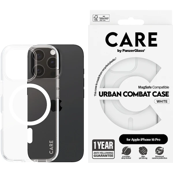 PanzerGlass® CARE kryt Apple iPhone 16 Pro MagSafe Urban Combat čirý/bílý - Pouzdra - Obrázek G508000P01