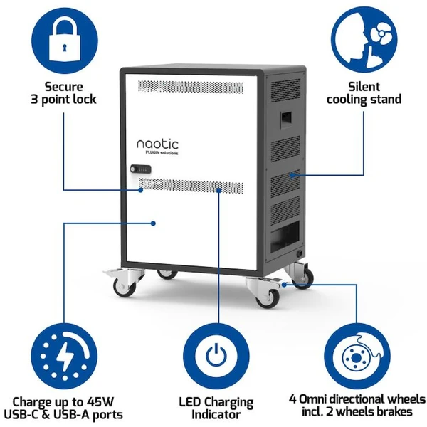 Port Naotic Charging Cabinet 20 nabíjecí skříň s kolečky pro 20 zařízení - Nabíječky - Obrázek G58F000J01