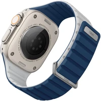 UNIQ Revix Evo oboustranný řemínek Apple Watch 49/46/45/44/42mm (tmavě modrý/křídově bílý) - Řemínky