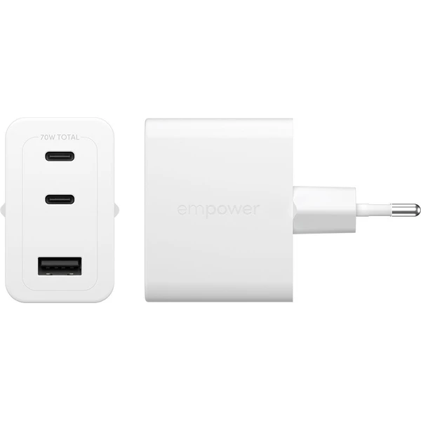 PanzerGlass® empower nabíječka Turbo GaN (70 W) 2x USB-C + 1x USB-A, bílá - Nabíječky - Obrázek G63J000K01