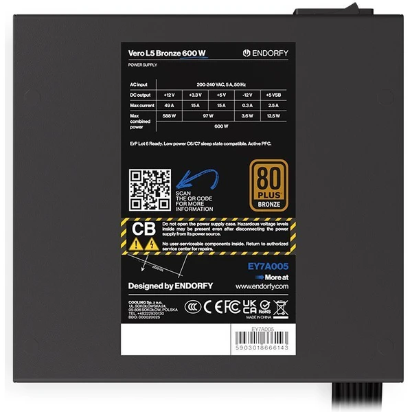 Endorfy Vero L5 Bronze 600 W - Zdroje - Obrázek G68N100501
