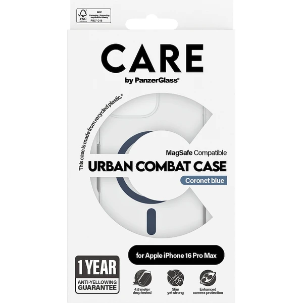 PanzerGlass® CARE kryt Apple iPhone 16 Pro Max MagSafe Urban Combat čirý/modrý - Pouzdra - Obrázek G708000P01