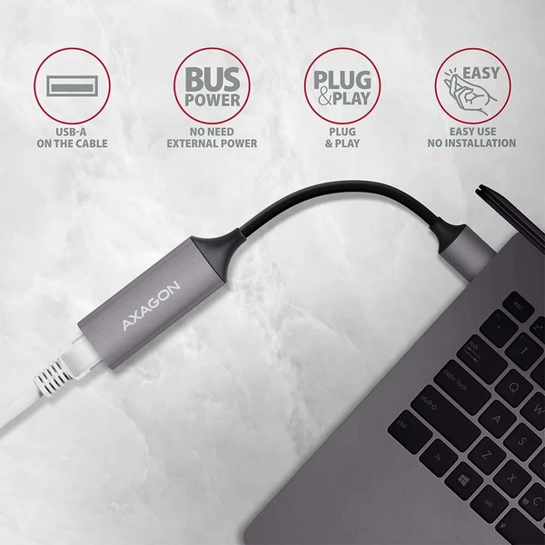 AXAGON ADETR USB A 3.2 Gen 1 Gigabit Ethernet síťová karta auto instal titanově šedá - Síťové adaptéry - Obrázek G73V000501