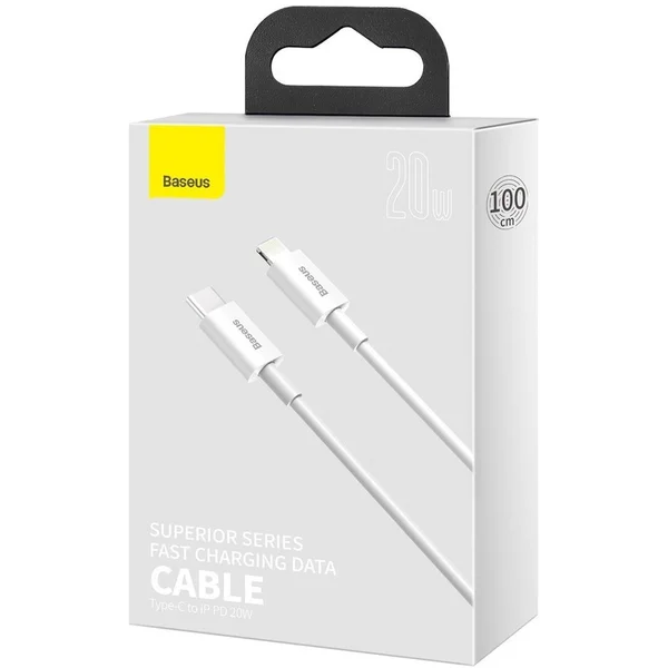 Baseus Superior USB-C/Lightning napájecí kabel 20W 1m bílý - Kabely a redukce - Obrázek G76E300401