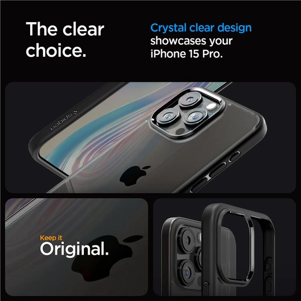 Spigen Crystal Hybrid kryt iPhone 15 Pro matně černý - Pouzdra - Obrázek G7U8000601