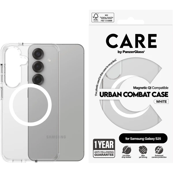 PanzerGlass® CARE kryt Samsung Galaxy S25 Urban Combat čirý/bílý QI - Pouzdra - Obrázek G8FC000J01
