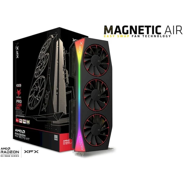 XFX Mercury AMD Radeon RX 9070 XT OC  16GB GDDR6, Magnetic Air Edition RGB - Grafické karty - Obrázek G8LE000L01