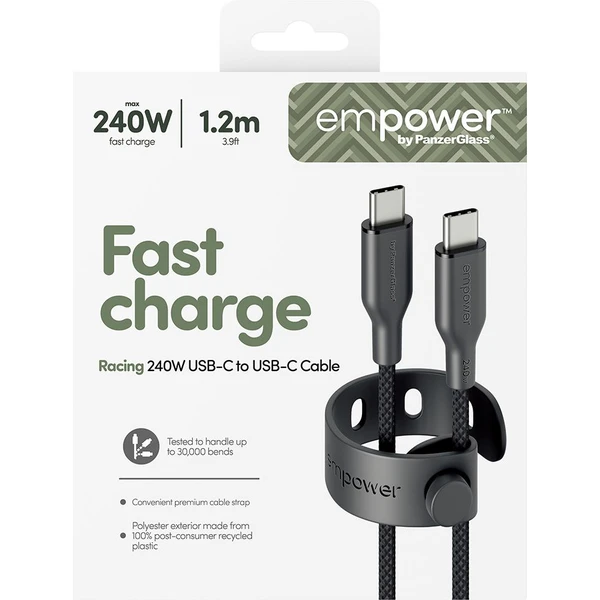 PanzerGlass USB-C/USB-C napájecí kabel 240W 1,2m černý - Kabely a redukce - Obrázek G93J000K01