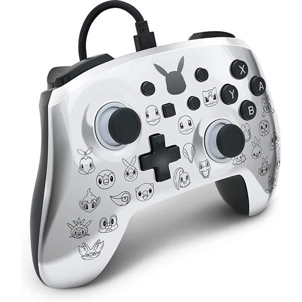 PowerA Enhanced drátový herní ovladač - Pikachu Black & Silver (Switch) - Herní ovladače - Obrázek G941G00101