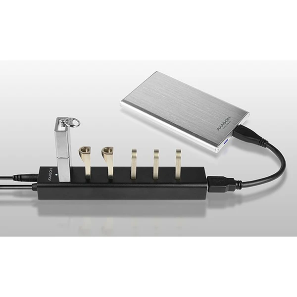 AXAGON HUESA7BP 7x USB3.0 ALU CHARGING hub vč. AC adapteru - USB huby - Obrázek GA7HF00101