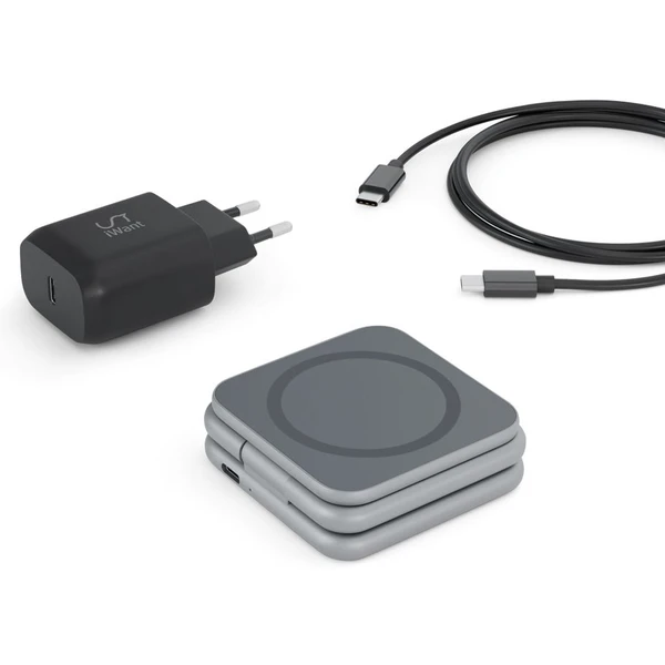 iWant Mag+ Foldable bezdrátová MagSafe nabíječka vesmírně šedá - Nabíječky - Obrázek GAH0000L01