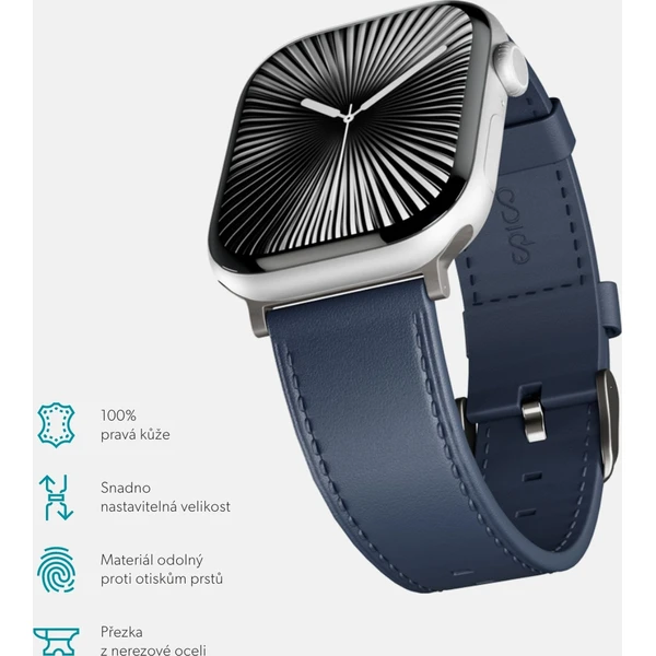 Epico Watch kožený řemínek pro Apple Watch 42/44/45/46/49mm modrý - Řemínky - Obrázek GAML000K01