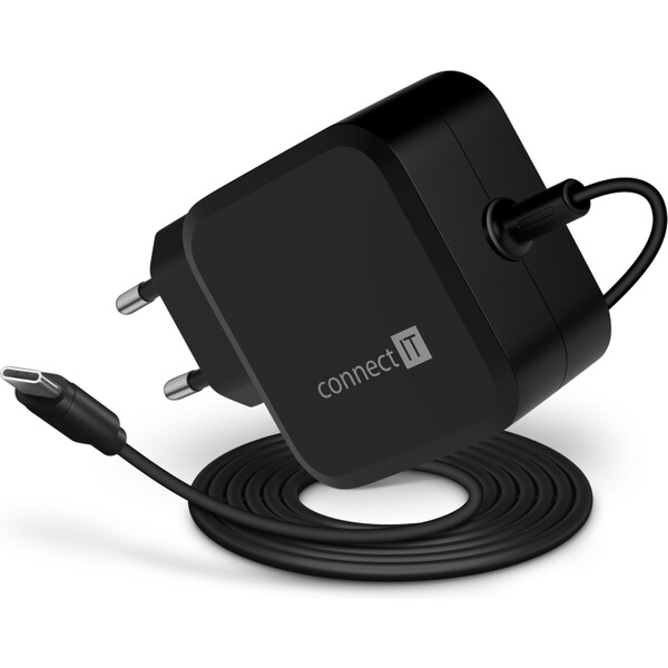 CONNECT IT C-Power Mini univerzální notebookový adaptér USB-C černý PD 67 W  CNP-1660-BK Černá