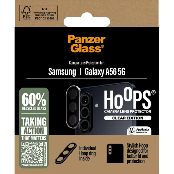 PanzerGlass® Hoops® Samsung Galaxy A56 5G čiré ochranné kroužky pro čočky fotoaparátu - Ochranné folie a skla - Obrázek GAUC000K01