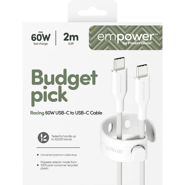PanzerGlass USB-C/USB-C napájecí kabel 60W 2m bílý - Kabely a redukce - Obrázek GB3J000K01