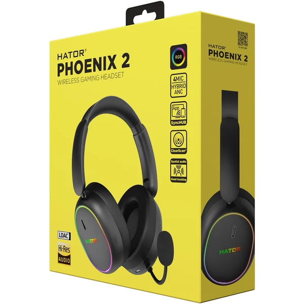 HATOR PHOENIX 2 bezdrátový headset černý - Sluchátka - Obrázek GBAE000J01