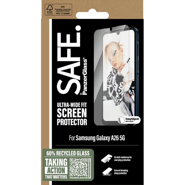 PanzerGlass® SAFE Ultra-Wide Fit sklo Samsung Galaxy A26 5G s instalačním rámečkem - Ochranné folie a skla - Obrázek GBUC000K01