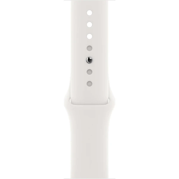 Apple Watch Series 6 Cellular 44mm stříbrná ocel s bílým sportovním řemínkem - Chytré hodinky - Obrázek GC1HF00101