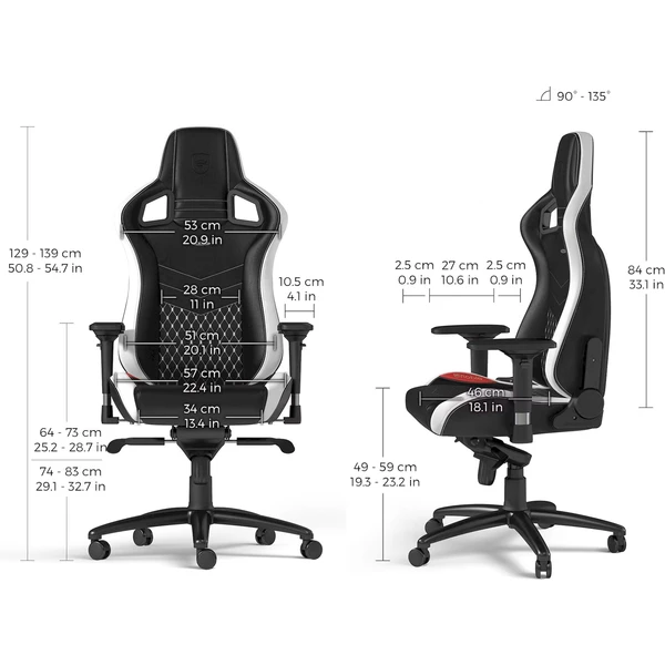 noblechairs EPIC Real Leather herní židle černobílá - Židle - Obrázek GDUA000J01