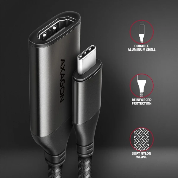 AXAGON USB-C/HDMI redukce 4K 0,25m černá - Kabely a redukce - Obrázek GDX3000L01