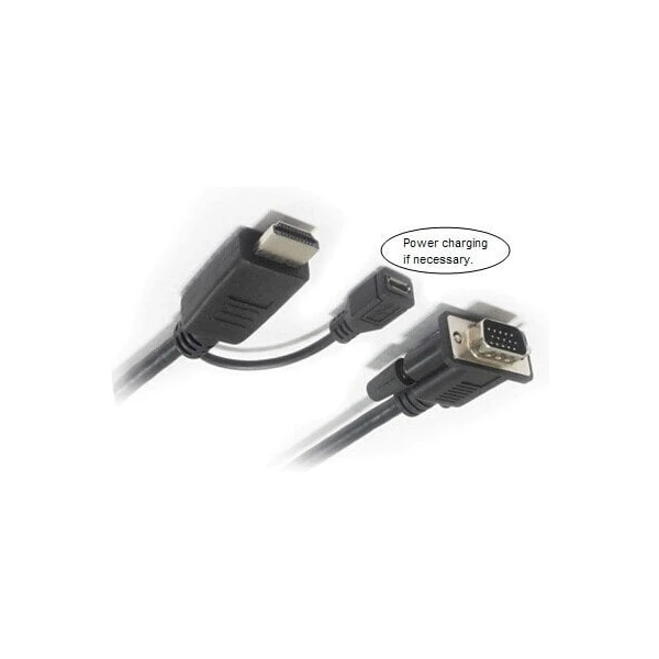 PremiumCord VGA/HDMI redukce s napájecím MicroUSB-B 2m černá - Kabely a redukce - Obrázek GETU000501