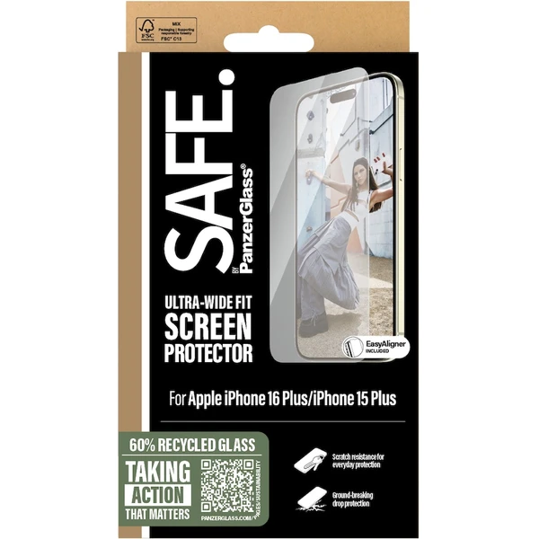 PanzerGlass® SAFE Ultra-Wide Fit sklo Apple iPhone 16 Plus/15 Plus - Ochranné folie a skla - Obrázek GF08000P01
