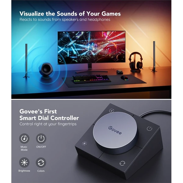 Govee Smart Gaming WiFi LED Panely + Smart Dual ovladač bílý - Chytrá osvětlení - Obrázek GFQK000K01