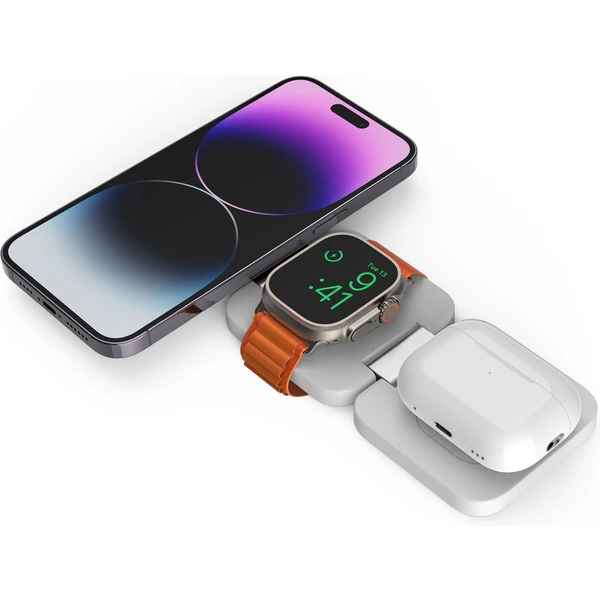 CubeNest E310 Fold 3v1 magnetická bezdrátová nabíječka bílá - Nabíječky - Obrázek GH90000L01