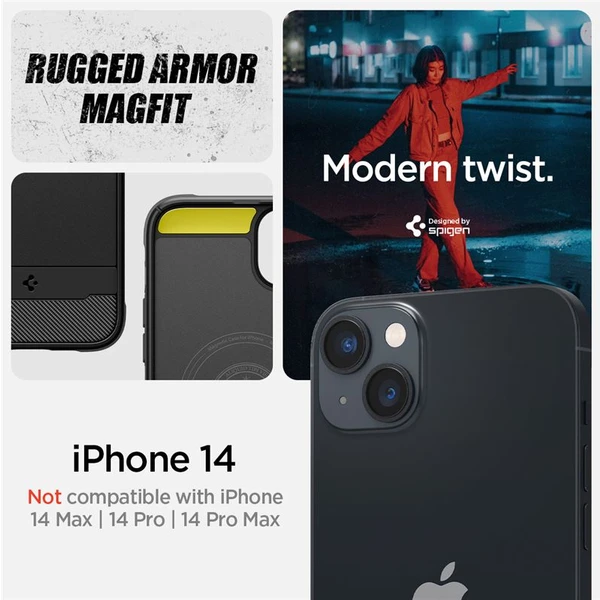 Spigen Rugged Armor Mag kryt iPhone 14 černý - Pouzdra - Obrázek GIZG300401