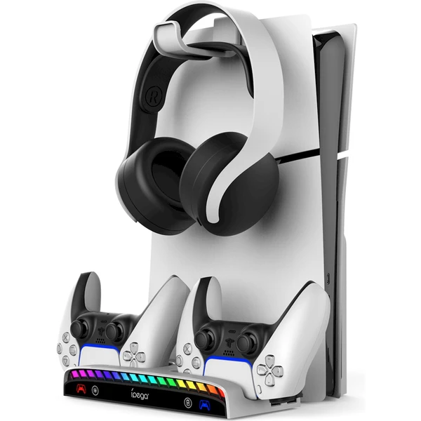 iPega P5S011 Stojan na Stěnu pro PS5/PS5 Slim/PS5 Pro s nabíječkou pro DualSense  - Nabíječky - Obrázek GJU0000K01