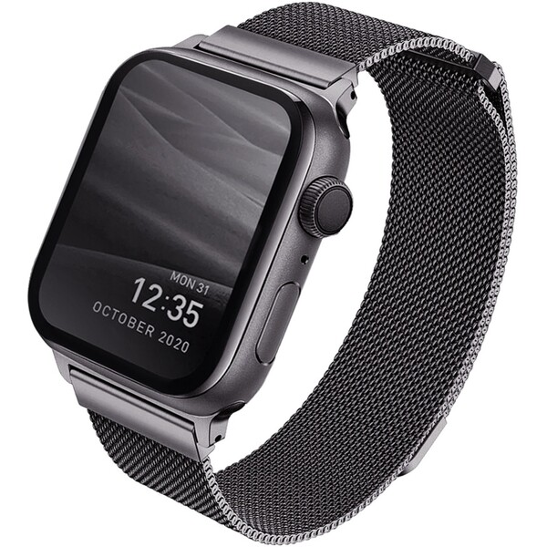 UNIQ Dante ocelový řemínek Apple Watch 46/45/44/42mm grafitový