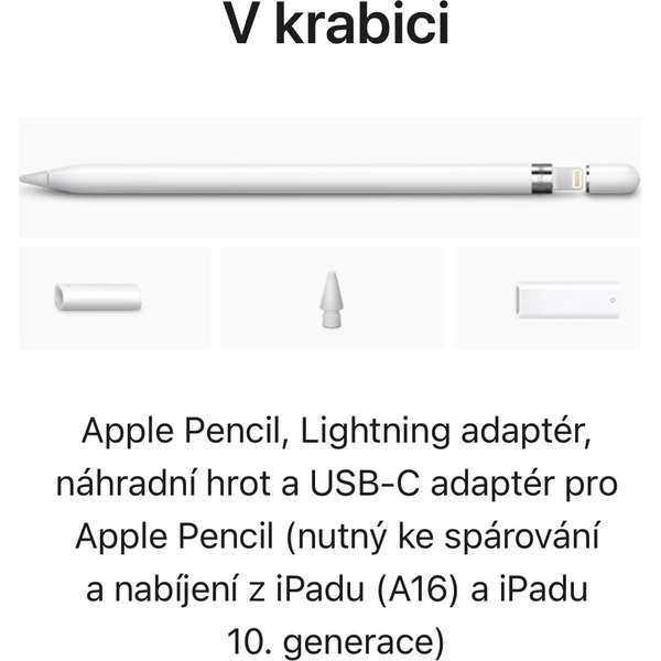 Apple Pencil tužka bílá s USB-C adaptérem - Stylusy - Obrázek GL6L000K01