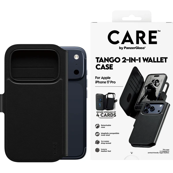 PanzerGlass® CARE Tango 2v1 Wallet pouzdro s MagSafe Apple iPhone 17 Pro černé - Pouzdra - Obrázek GOEH000K01