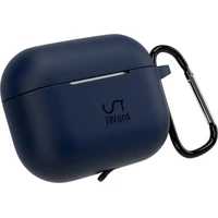 iWant Airpods Pro 3 silikonové pouzdro s karabinou tmavě modré - Pouzdra