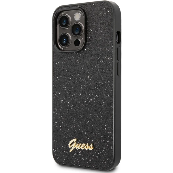 Guess PC/TPU Glitter Flakes Metal Logo kryt iPhone 14 Pro černý - Pouzdra - Hlavní obrázek