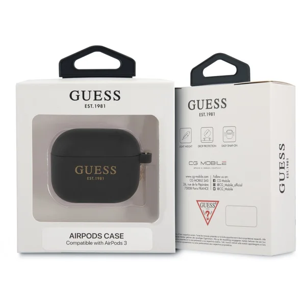 Guess 4G Charm Silikonové Pouzdro pro Airpods 3 černé - Pouzdra - Obrázek GT38100501