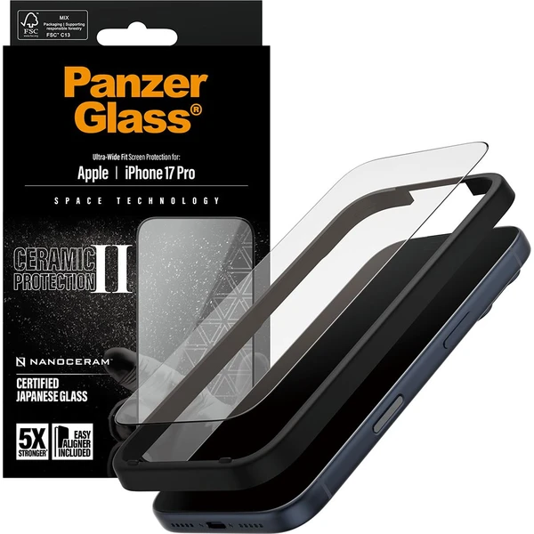 PanzerGlass® Ceramic II sklo Apple iPhone 17 Pro s instalačním rámečkem - Ochranné folie a skla - Obrázek GTEH000K01