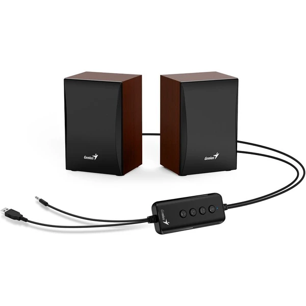 Genius SP-HF380BT bezdrátové reproduktory 2.0 černé/hnědé - Reproduktory - Obrázek GTMK300401