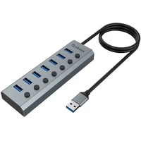 AKASA USB-A hub 7v1 antracitový - USB huby