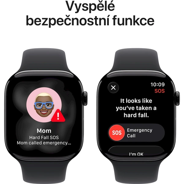Apple Watch Series 11 Cellular (46mm) Klavírně černý hliník s černým sportovním řemínkem M/L - Chytré hodinky - Obrázek GVRH000K01