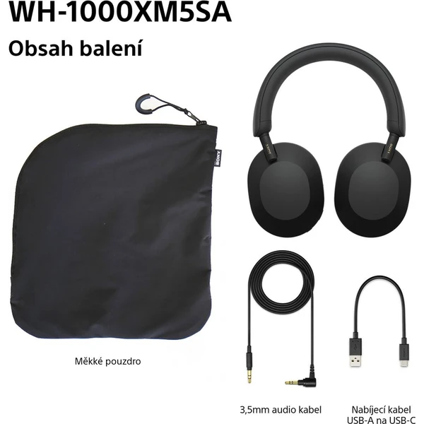 Sony WH-1000XM5 bezdrátová sluchátka (Soft Case) černá (Další) - Sluchátka - Obrázek GVWG000K01