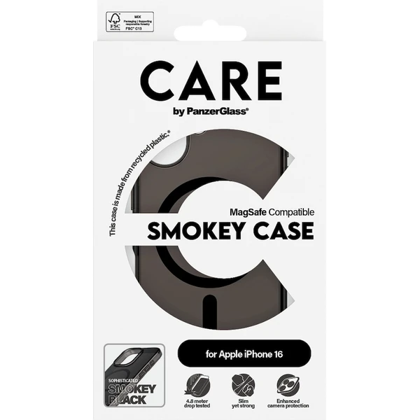 PanzerGlass® CARE kryt Apple iPhone 16 MagSafe Smokey kouřový/černý - Pouzdra - Obrázek H108000P01