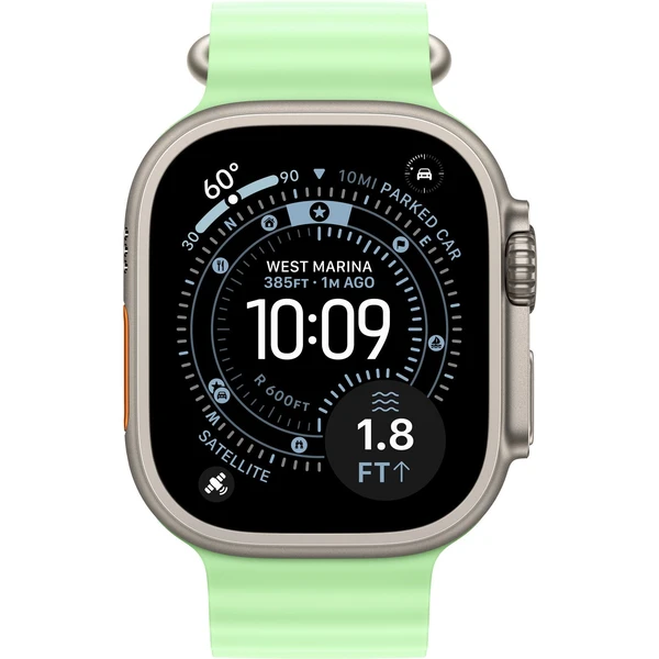 Apple Watch 49/46/45/44mm neonově zelený Oceánský řemínek přírodní titan - Řemínky - Obrázek H11I000K01