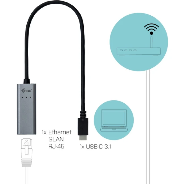 i-tec USB-C Metal Gigabit Ethernet adapter - Síťové adaptéry - Obrázek H1HA000501