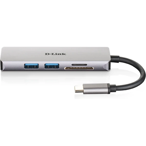 D-Link 5v1 USB-C Hub + čtečka karet stříbrný - USB huby - Obrázek H1KK000K01