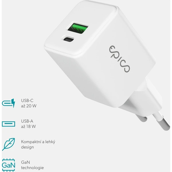 Epico UltraBoost GaN 20W síťový adaptér EA20 bílý - Nabíječky - Obrázek H1LL000K01