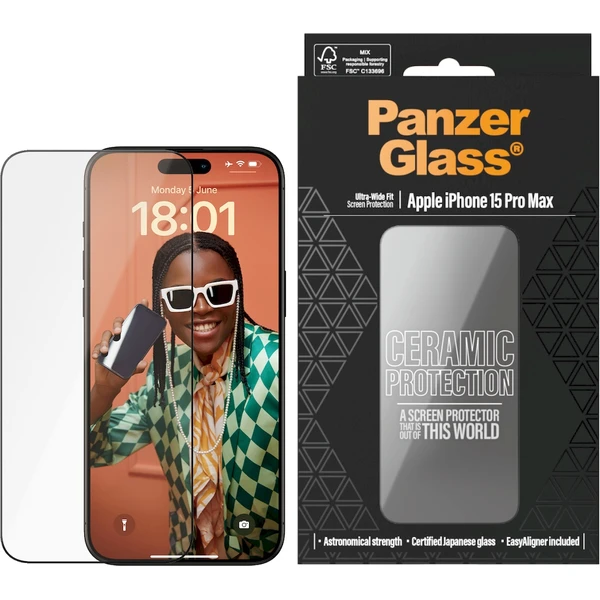 PanzerGlass Ceramic tvrzené sklo Apple iPhone 15 Pro Max s instalačním rámečkem - Ochranné folie a skla - Obrázek H1V7000L01