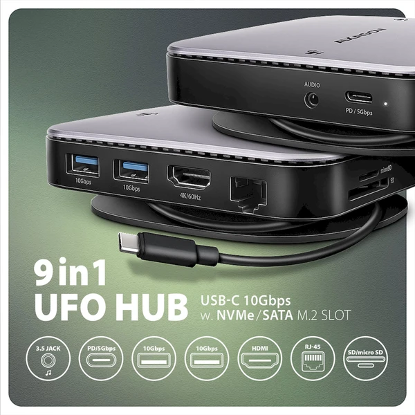 AXAGON HMC-UFO 9v1 USB-C hub - Dokovací stanice - Obrázek H25D000N01