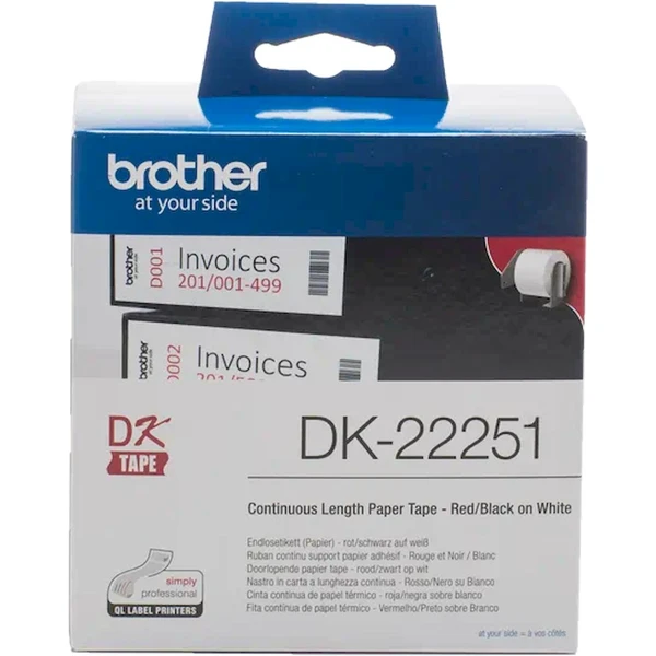 Brother DK-22251 štítek černá a červená na bílé 62 mm - Pásky pro štítkovače - Obrázek H2I9000P01
